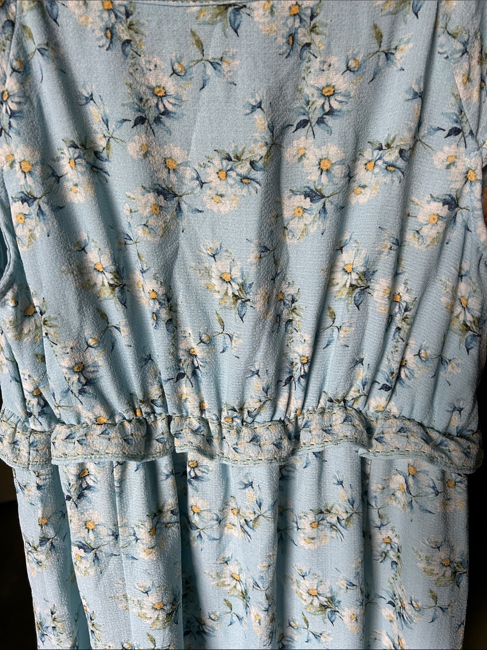 Cottagecore Max Studio Light Blue Floral Ruffle Maxi Dress - Picture 9 of 9